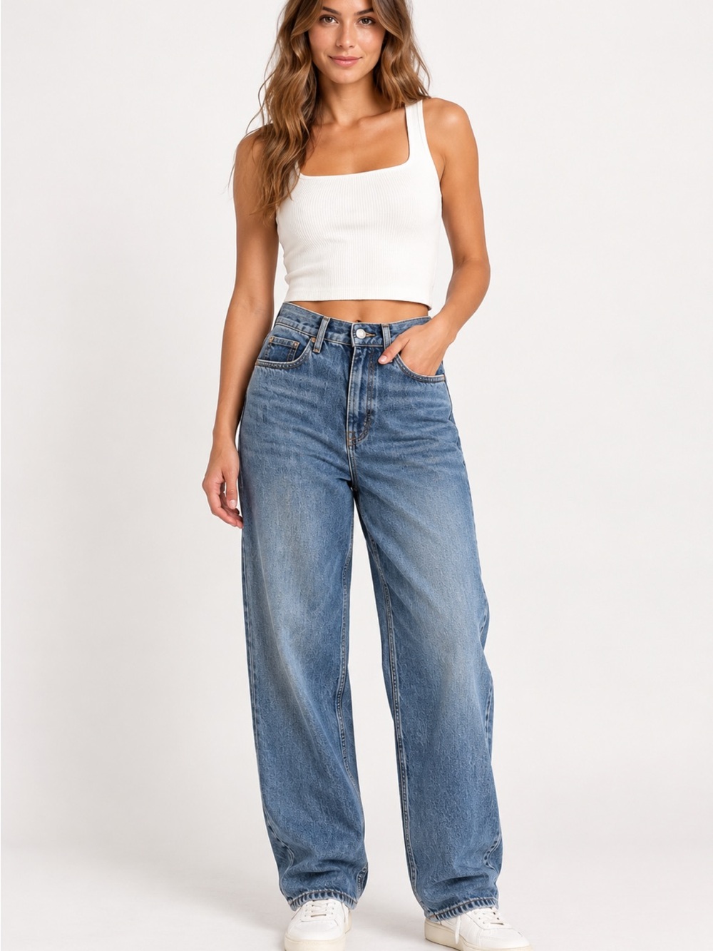 NWT BDG Urban Outfitters High Rise Baggy Petite Jeans Size 26 Medium Wash